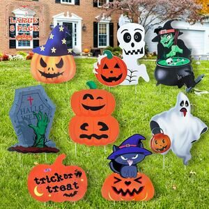 8PCS Halloween Yard Signs Large Size Trick or Treat Halloween Outdoor Decoration